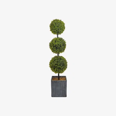 Dunelm Artificial Faux Boxwood 3 Ball Topiary Tree Green and Grey