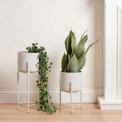 Dunelm Set of 2 Metal Footed Plant Pots