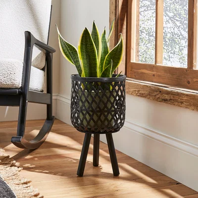 Dunelm Bamboo and Wood Plant Stand Black