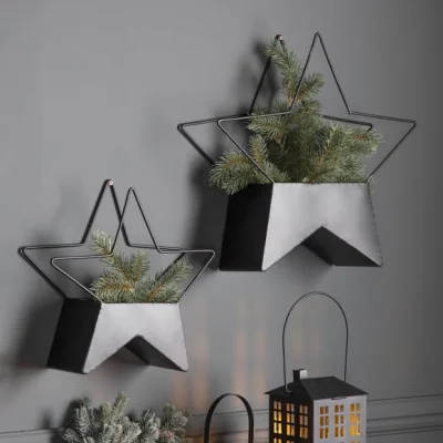Dunelm Set of 2 Black Metal Star Wall Planters Black