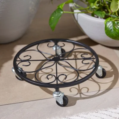 Dunelm Floral Plant Pot Stand with Wheels