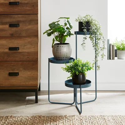 Dunelm Folding Plant Stand Pacific Blue