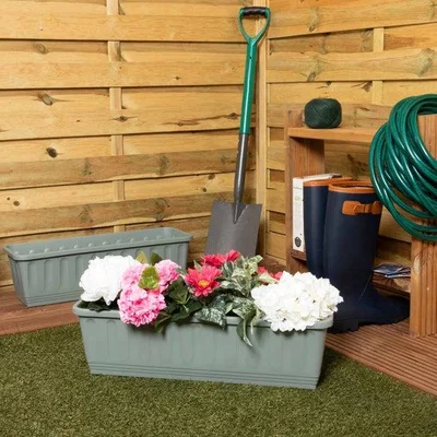 Dunelm Etruscan Pack of 2 Rectangular Trough Plant Pots