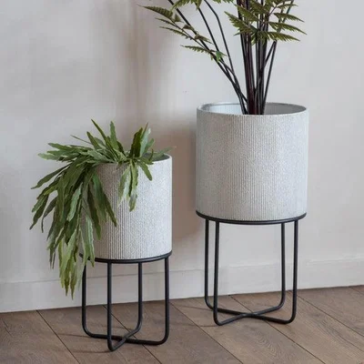 Dunelm Set of 2 Ribbed Matford Iron Plant Pots