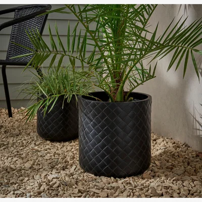 Dunelm Fibre Clay Black Chunky Weave Planter Black