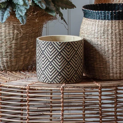Dunelm Dean Pot Black Natural Large Black
