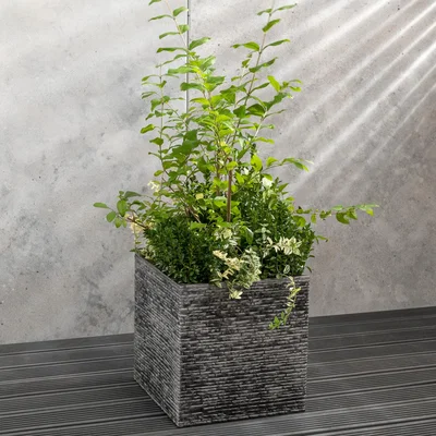 Dunelm Large 38cm Square Slate Planter Grey
