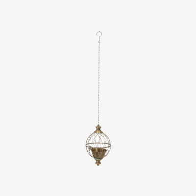 Dunelm Fallen Fruits Antique Metal Spherical Hanging Planter