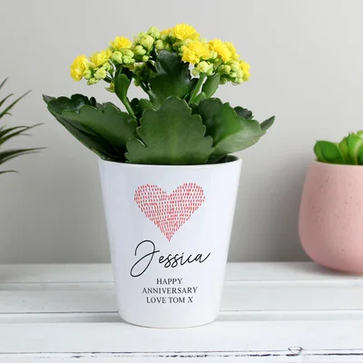 Dunelm Personalised Heart Plant Pot White