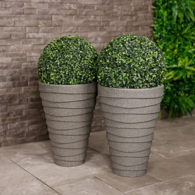 Dunelm Charles Bentley Set of 2 Tall Trojan Round Plant Pots