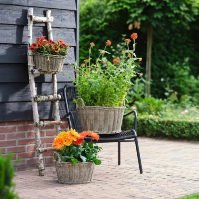 Dunelm Ivyline Polyrattan Lined Basket Planter Natural