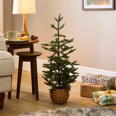 Dunelm Artificial Tree in Rattan Plant Pot