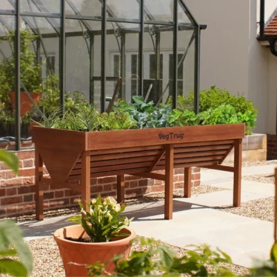Dunelm VegTrug Aluminium 1.8m Teak Bed Planter