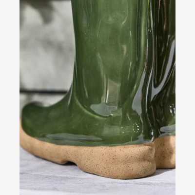 Dibor Large Dark Green Welly Boot Planter with Personalised Marker