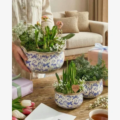 Dibor Personalised Solene Blue Gift Set of 3 Planters