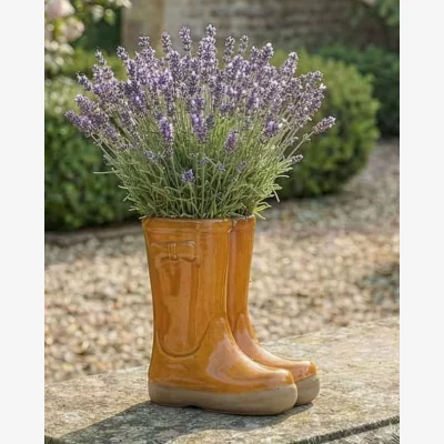 Dibor Orange Wellington Boots Planter