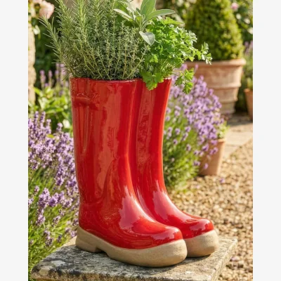 Dibor Large Red Welly Boot Planter