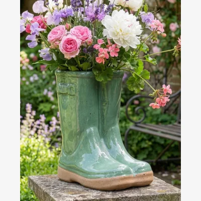 Dibor Large Green Welly Boot Planter