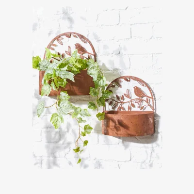 Dibor Set of 2 Woodland Bird Wall Planters