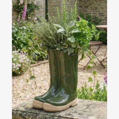 Dibor Large Dark Green Wellington Boots Planter