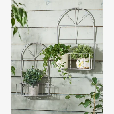 Dibor Set of 2 Arched Iron Wall Planters