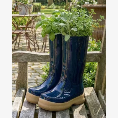 Dibor Large Dark Blue Welly Boot Planter