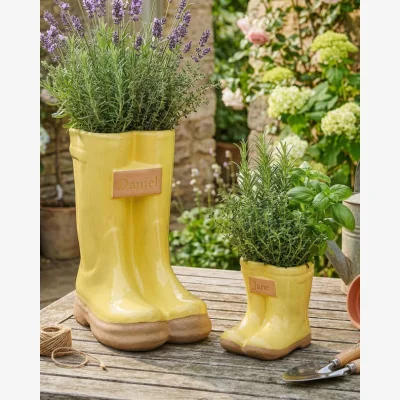 Dibor Little & Large Personalised Welly Boot Planter Gift Set