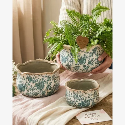 Dibor Personalised Fiorella Teal Gift Set of 3 Planters