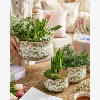 Dibor Personalised Irina Green Gift Set of 3 Planters