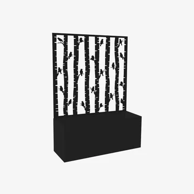 Furniture123 Black Steel Garden Screen Planter With Birds and Trellis - Fallen Fruits