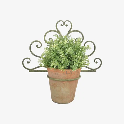 Furniture123 Fallen Fruits Aged Metal Green Flower Pot Holder