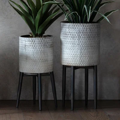 Furniture123 Round Metal Planter - 28.5 x 61 cm - Caspian House