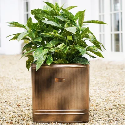 Furniture123 Large Copper Square Outdoor Metal Planter Hampton  - Ivyline