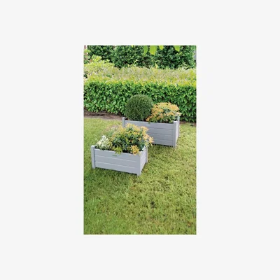 Furniture123 Set of 2 Grey Rectangular Planters - Outdoor