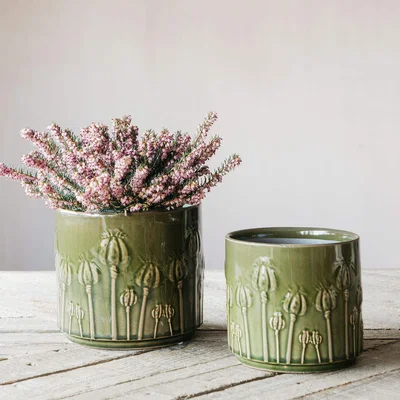 Graham & Green Small Green Poppy Head Plant Pot