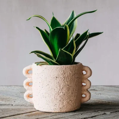Graham & Green Pink Looped Handle Plant Pot
