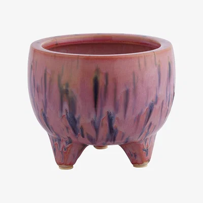 Habitat Habitat Shiloh Orange-Red Reactive Glaze Footed Plant Pot