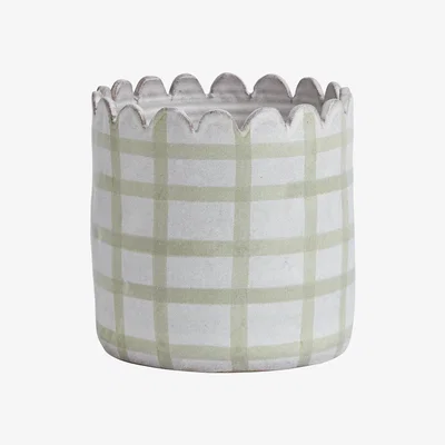 Habitat Habitat Large Scallop Check Planter - Grey
