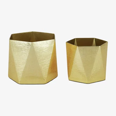 Habitat Habitat Ezra Brass Set Of 2 Textured Plant Pots