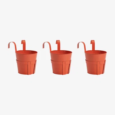 Habitat Garden by Sainsbury's Red Metal Balcony Planters-Set of 3