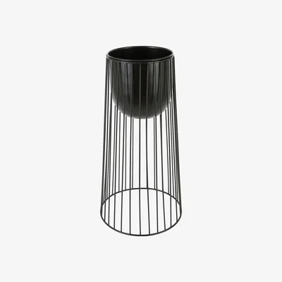 Habitat Habitat Zed Tall Black Plant Pot With Spindle Legs