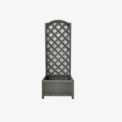 Habitat Straight Lattice Wooden Planter - Grey