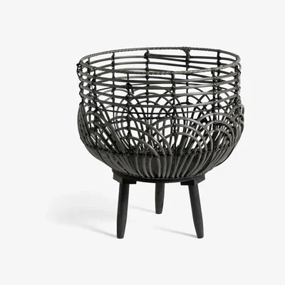 Habitat Habitat Medium Woven Plant Stand - Black