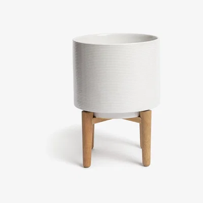 Habitat Habitat Artificial Large Planter with Wood Legs - White