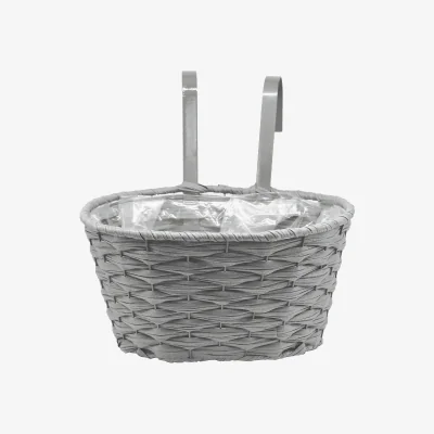 Homebase 12in Faux Rattan Hanging Planter - Slate