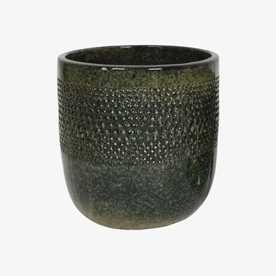 Homebase Singer Black  Fibre Clay Glazed Outdoor Planter - Large