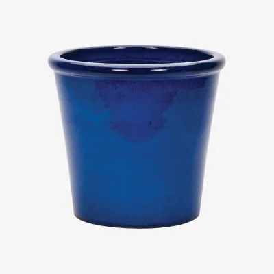 Homebase Delta Glazed Blue Cone Planter - 20cm