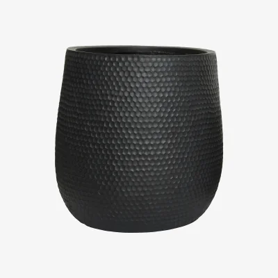 Homebase Zoe Fibre Clay Black Round Outdoor Planter - Large