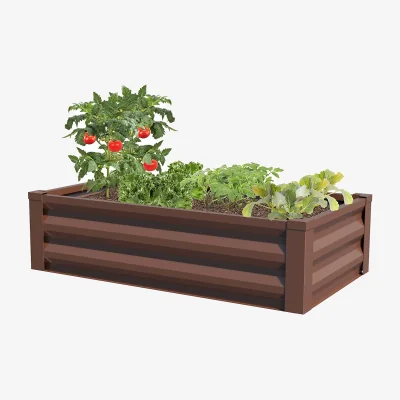 Homebase Panacea Steel Raised Garden Planter - Brown