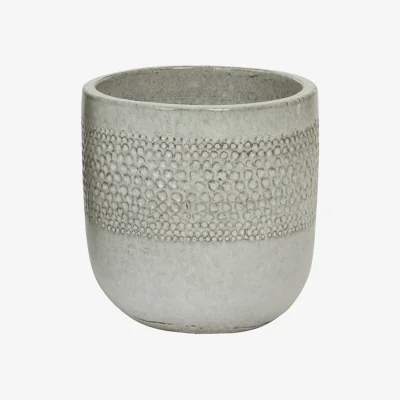 Homebase Singer Off-White Fibre Clay Glazed Outdoor Planter - Small